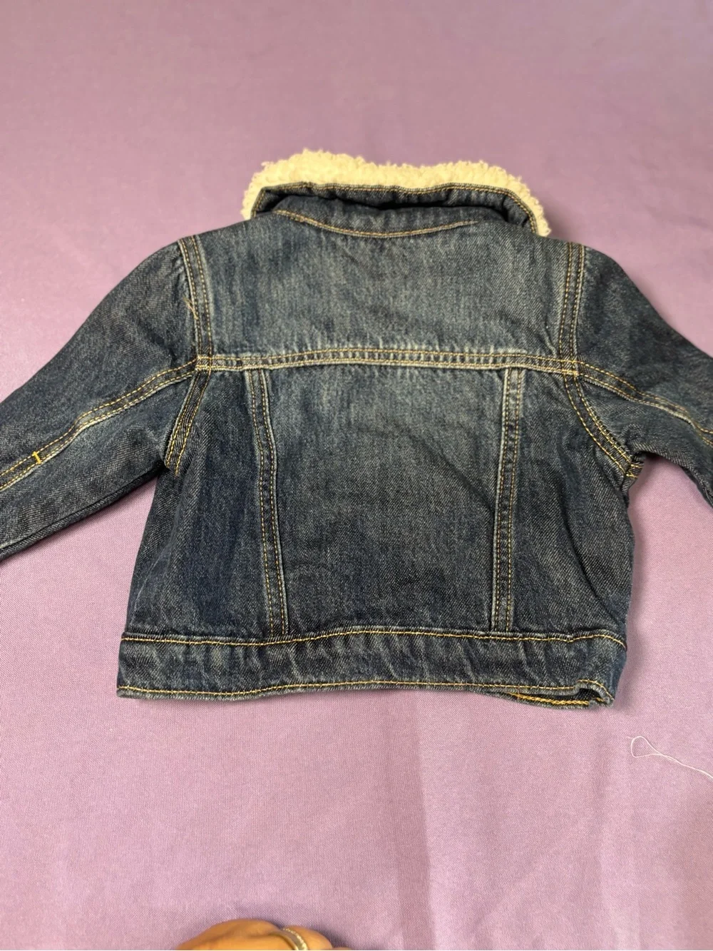 Old Navy Blue Denim Jacket with White Sherpa Collar